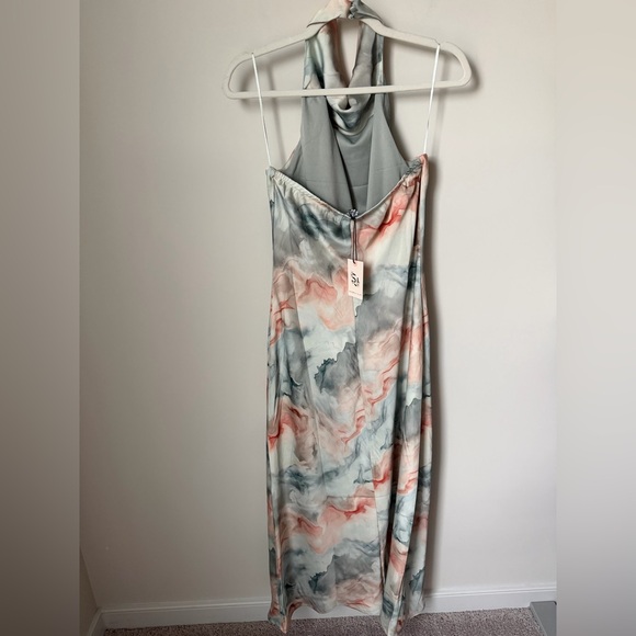 Viral Sincerely Jules Watercolor Draped Halter Open Back Maxi Dress - Picture 6 of 7